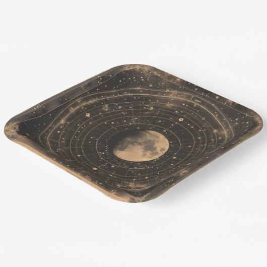 Vintage Lunar Celestial Map Design Pappteller (Gewinkelt)