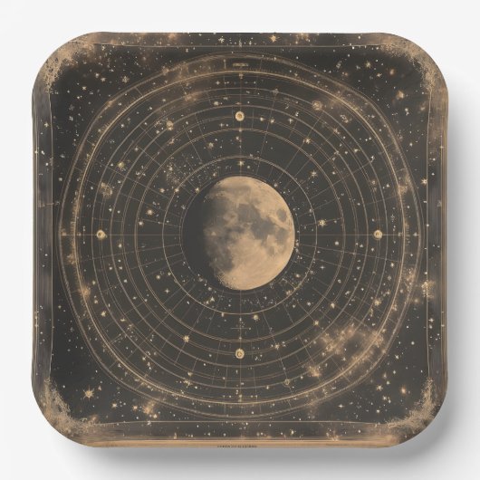 Vintage Lunar Celestial Map Design Pappteller (Vorderseite)