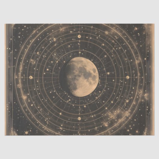 Vintage Lunar Celestial Map Design Seidenpapier (Vorderseite)