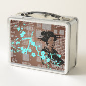 Vintage Lunch Box für asiatische Collage Metal (Rückseite)