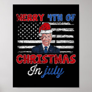 Vintage Lustig Joe Biden Frohe 4. Weihnachten in Poster