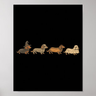 Vintage lustige Dackel Ghost Halloween Kostüm Do Poster