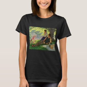 Vintage lustige Familienpicknick unter einem schat T-Shirt