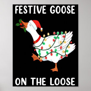 Vintage Lustige Festliche Gans Auf Freiem Fuß Weih Poster