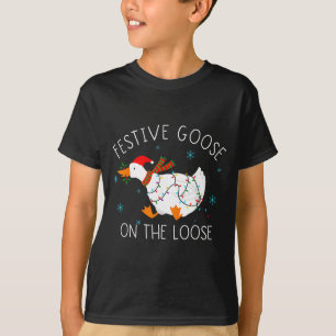 Vintage Lustige Festliche Gans Auf Freiem Fuß Weih T-Shirt