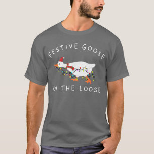 Vintage Lustige Festliche Gans auf freiem Fuß Weih T-Shirt