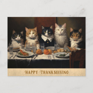 Vintage lustige frohe Thanksgiving-Katzen Postkarte