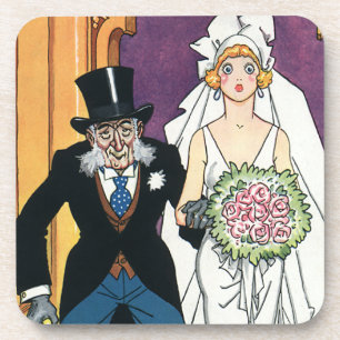 Vintage Lustige Hochzeit, Mai Dezember Romantik Untersetzer