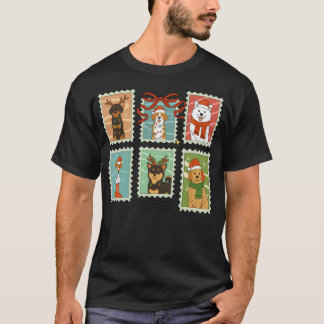 Vintage Lustige Hunde Weihnachtsmarken Süße Xmas H T-Shirt