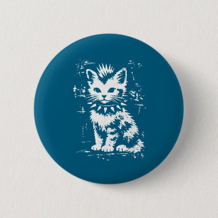 Vintage lustige Katze Punk Kätzchen Meme Männer Fr Button