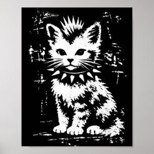 Vintage lustige Katze Punk Kätzchen Meme Männer Fr Poster