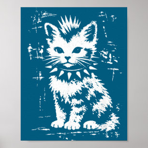 Vintage lustige Katze Punk Kätzchen Meme Männer Fr Poster