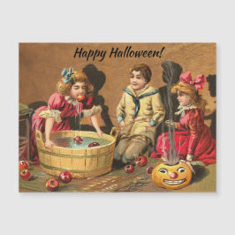 Vintage lustige Kinder Bobfahren für Äpfel im Part Magnetkarte