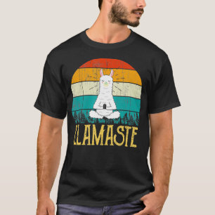 Vintage Lustige Lama Machen Yoga Liebhaber Retro L T-Shirt