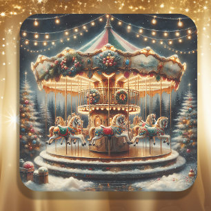 Vintage, lustige, langweilige Weihnachten Quadratischer Aufkleber