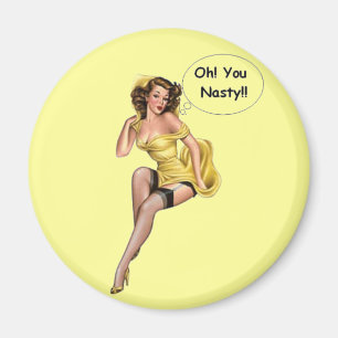 Vintage Lustige Retro Mädchen OhDu Böse Magnet