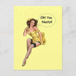 Vintage Lustige Retro Mädchen OhYou Gemein Postkarte