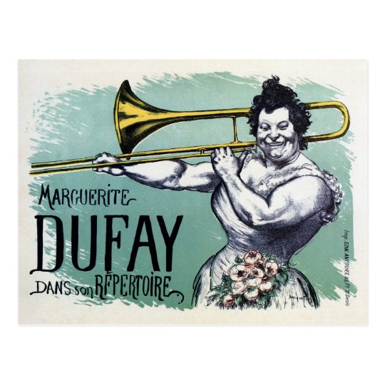 Vintage Lustige Starke Frau Die Den Trombone Postkarte Zazzle De