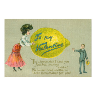 Vintage lustige Zurückweisungs Valentinskarte, ca. Fotodruck