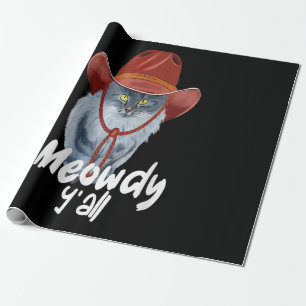 Vintage lustiger Catboy Cowboy Western Country Kat Geschenkpapier