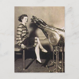 Vintage lustiger Haartrockner Postkarte