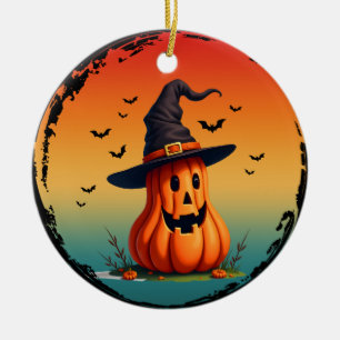 vintage lustiger Kürbis Herbst Herbstsaison Keramik Ornament