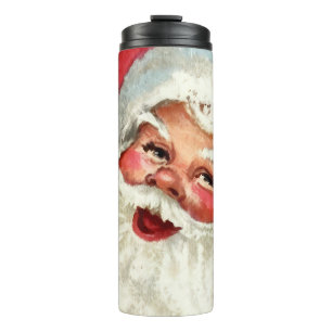 Vintage lustiger Nahaufnahme von Santa Thermosbecher