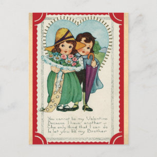 Vintage lustiger platonischer Freund Valentinstag Postkarte