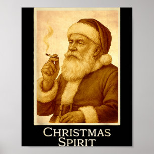 Vintage lustiger rauchender Weihnachtsmann Christm Poster
