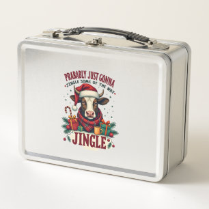 Vintage Lustiger Weihnachten Highland Kuh Jingle B Metall Brotdose