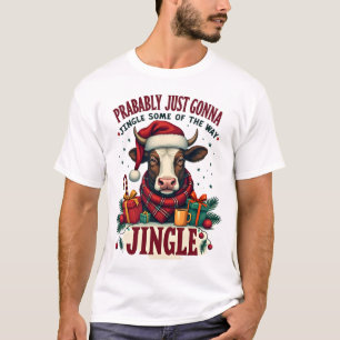 Vintage lustiger Weihnachten Highland-Kuh Schellen T-Shirt