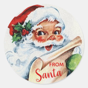 Vintage lustiger Weihnachtsmann VON SANTA Runder Aufkleber