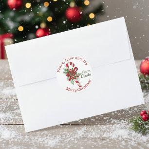 Vintage-Lutscher personalisierter Weihnachtsgesche Runder Aufkleber