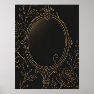 Vintage Luxus-Magischer Spiegel und Golden Rose Fi Poster