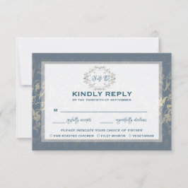 Vintage Luxus-RSVP-Karte mit Speisekarte RSVP Karte