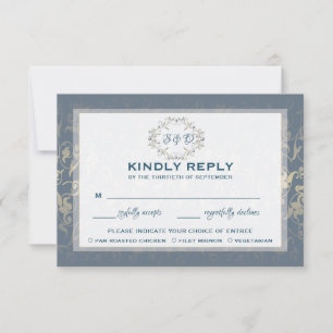 Vintage Luxus-RSVP-Karte mit Speisekarte RSVP Karte