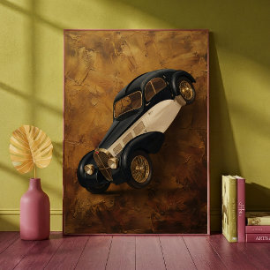 Vintage-Luxusauto beim Wheelie Kunst Poster