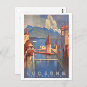 Vintage Luzerner Schweiz Reiseplakat Postkarte (Vorne/Hinten)