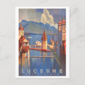 Vintage Luzerner Schweiz Reiseplakat Postkarte (Vorderseite)