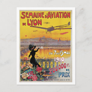 Vintage Lyon Aviation Week Reise-Werbeanzeige Postkarte