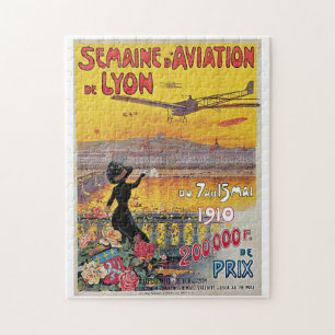 Vintage Lyon Aviation Week Reise-Werbeanzeige Puzzle