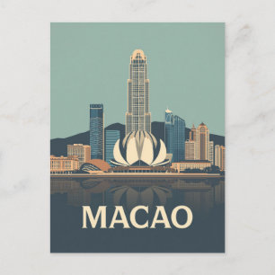 Vintage Macao Reiseplakat Skyline Kunst Postkarte