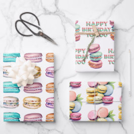 Vintage Macaron Cookies zum Geburtstag Geschenkpapier Set