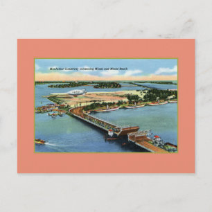 Vintage MacArthur Causeway Miami und Miami Beach Postkarte