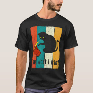 Vintage Mach Was Ich Will Schwarze Katze Roter Bec T-Shirt