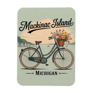 Vintage Mackinac Insel Michigan mit Blume Geschenk Magnet