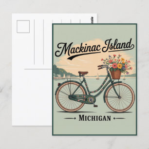 Vintage Mackinac Insel Michigan mit Blume Geschenk Postkarte