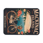 Vintage Mackinac Insel Michigan mit Fahrrad-Blume Magnet (Horizontal)