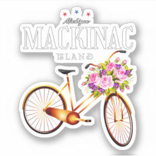 Vintage Mackinac Island Michigan mit Blumen Gesche Aufkleber