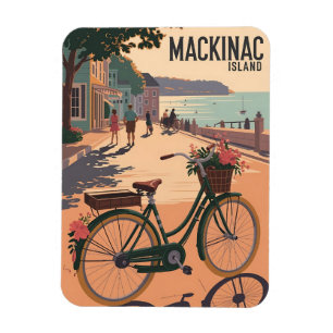 Vintage Mackinac Island Michigan mit Blumen Gesche Magnet